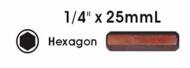 27-01-00-0053 - Bit 1/4"  H6 x 25mm Hex