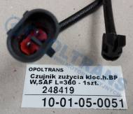 10-01-05-0051 - Czujnik zużycia klocków hamulcowych BPW,SAF L=360 - 1szt.
