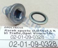 02-01-09-0328 - Korek spustowy miski olejowej M16x1,5 Renault Trafic,Opel Vivaro-14r