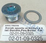 02-01-09-0325 - Korek spustowy miski olejowej M22x1,5 Fiat Ducato,Peugeot Boxer -14r