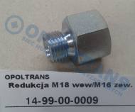 14-99-00-0009 - Łącznik prosty tekalana M18 wewnetrzne /M16 zewnętrzne BŁH metal