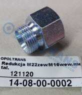 14-08-00-0002 - Łącznik prosty tekalana M22 zewnętrzne/M16 wewnetrzne .metal
