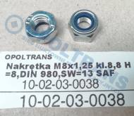 10-02-03-0038 - Nakrętka M 8x1,25 kl.8,8 H=8,DIN 985,SW=13 SAF