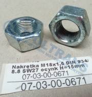 07-03-00-0671 - Nakrętka M18x1,5 DIN 934/8.8 SW27 ocynk wysokość H=15mm