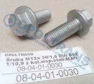 08-04-01-0030 - Śruba M12x 30/1,5mm DIN 6921/10.9 z kołnierzem, wspornika stabilizatora MAN