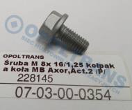 07-03-00-0354 - Śruba M8x 16/1,25mm kołpaka koła Mercedes (MB) Axor,Actros 1-3 przód