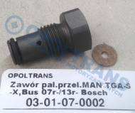 03-01-07-0002 - Zawór paliwa przelewowy MAN TGA-S-X,Bus 04-15r- Bosch