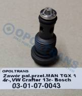 03-01-07-0043 - Zawór paliwa przelewowy MAN TGX 14r-,Volkswagen Crafter 13r- Bosch